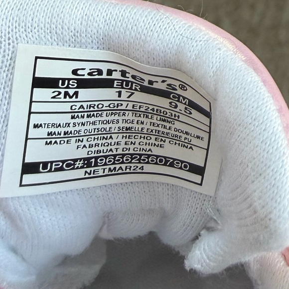 Carter’s Pink iridescent baby girl sneakers. Size 2. - Picture 9 of 9